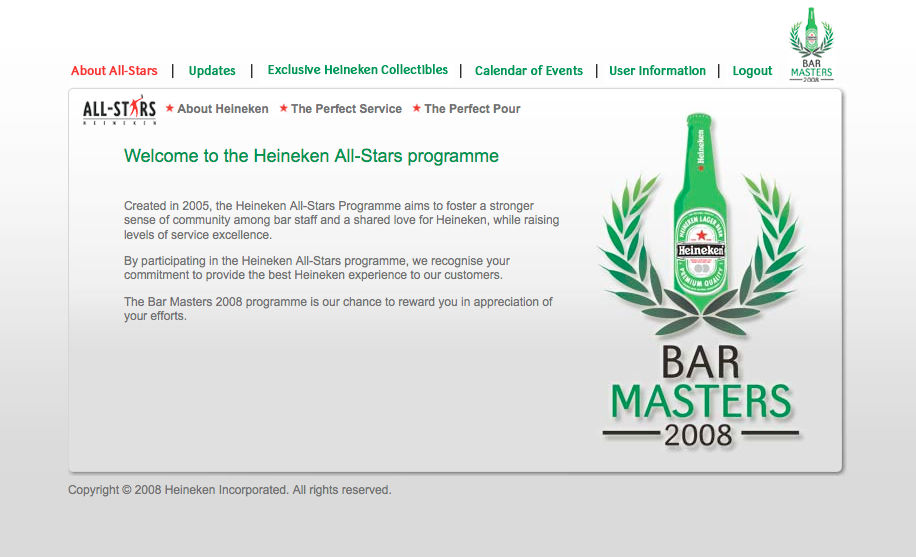 Heine Bar Masters Website