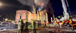 Fire service respond to reports of a church fire on Jarrom Street