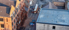 Part of a building has collapsed in the city centre