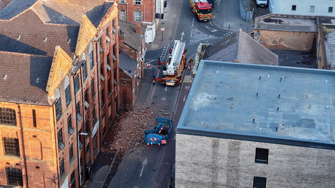 Part of a building has collapsed in the city centre