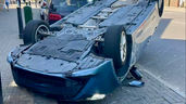 Emergency Services Response to Car Overturning on Busy Leicester Road