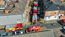 Fire crews are tackling a house blaze in the Belgrave area of Leicester