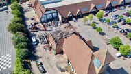 Dramatic drone pictures shows the aftermath of the fire at shopping centre in Thurmaston