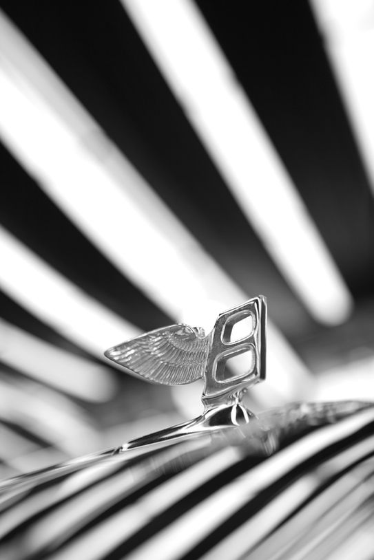 Automotive photography by Gina  -  Flying B hood ornament with motion blur lines