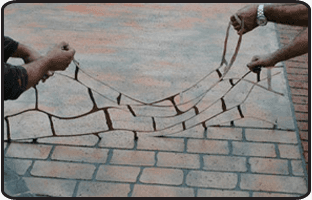 Laying down concrete patterns that look like brick