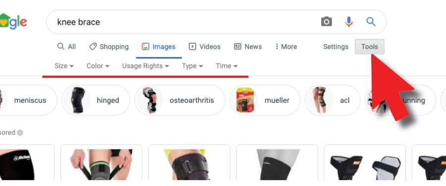 google images tools tab