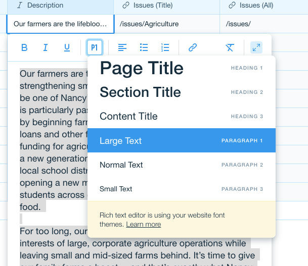How to change page title font