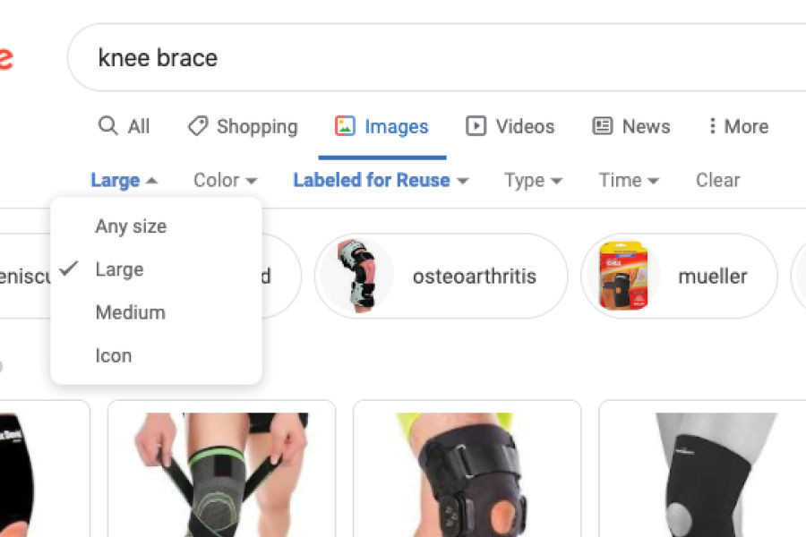 selecting large sized image