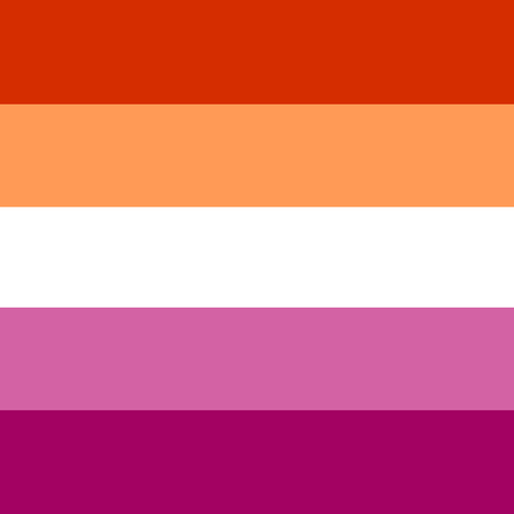 Lesbian flag featuring red, orange, white, and pink horizontal stripes