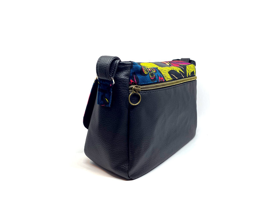 Miniature : Sac à bandoulière cuir, sac artisanal coloré original, besace femme -Josephine