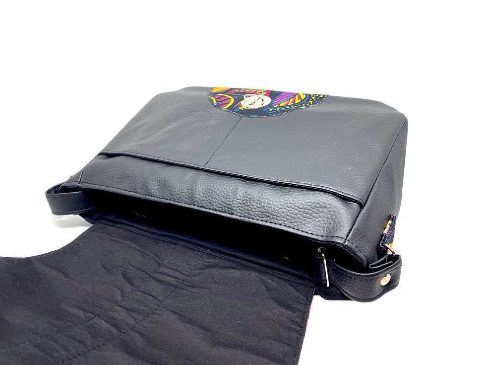 Thumbnail: Sac à bandoulière cuir, sac artisanal coloré original, besace femme -Josephine