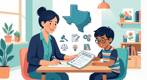 Texas parent and child reviewing an IEP document together, representing special education planning and Individualized Education Programs.