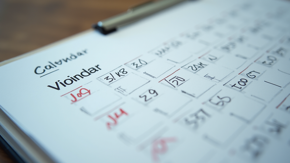 Close-up view of a calendar with marked booking dates