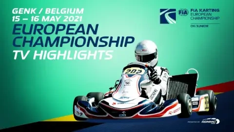 Still from the FIA Karting 2021 TV highlights