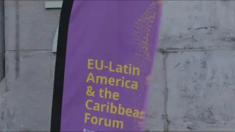 EU-Latin America and Caribbean Forum 2023 banner, message to the leaders