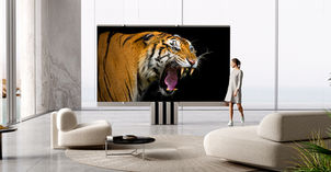 THIS 165" FOLDABLE TV DISAPPEARS AT THE FLICK OF A BUTTON