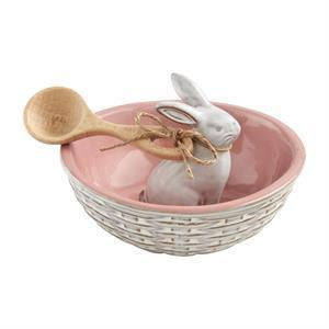 Pink bunny candy bowl set