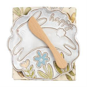 Sitting bunny appetizer plate set