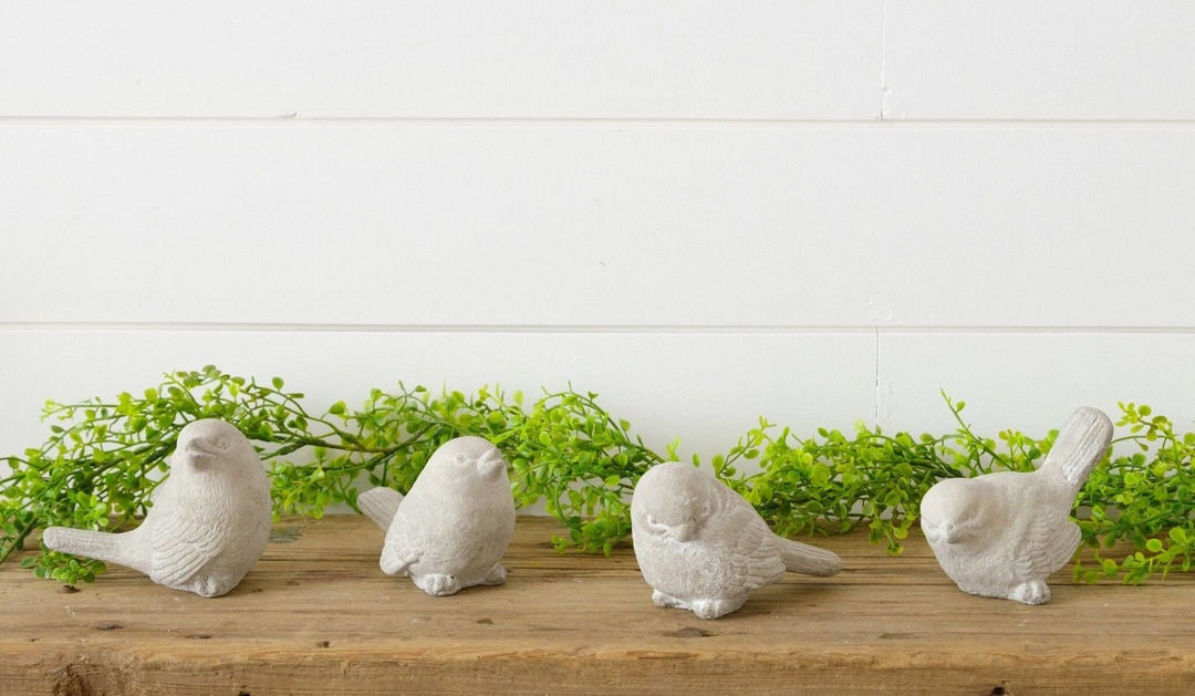 Audrey's - Cement Bird Figurines (PK/4 AST)