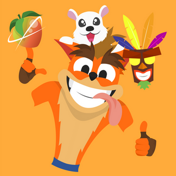Cute Sticker, Icon Or Profile Picture (PFP) Of Crash Bandicoot, Polar & Aku Aku