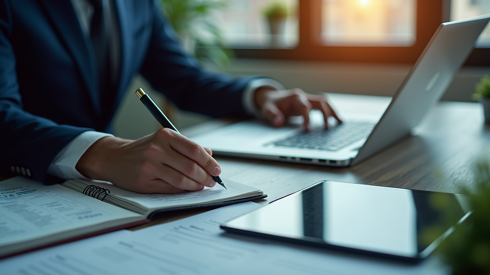 High angle view of a law firm's technological tools
