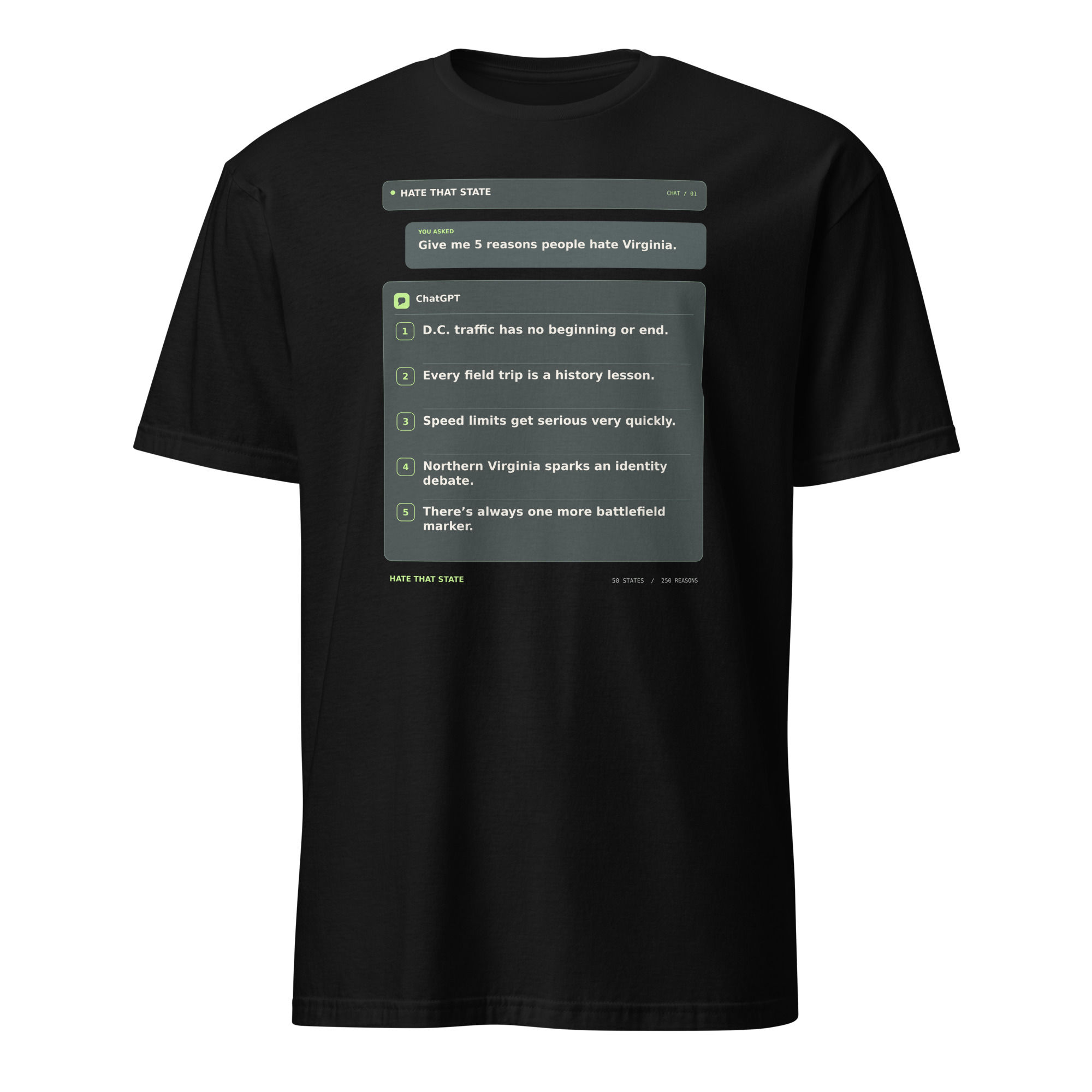Give Me 5 Reasons People Hate Virginia ChatGPT Prompt T-Shirt