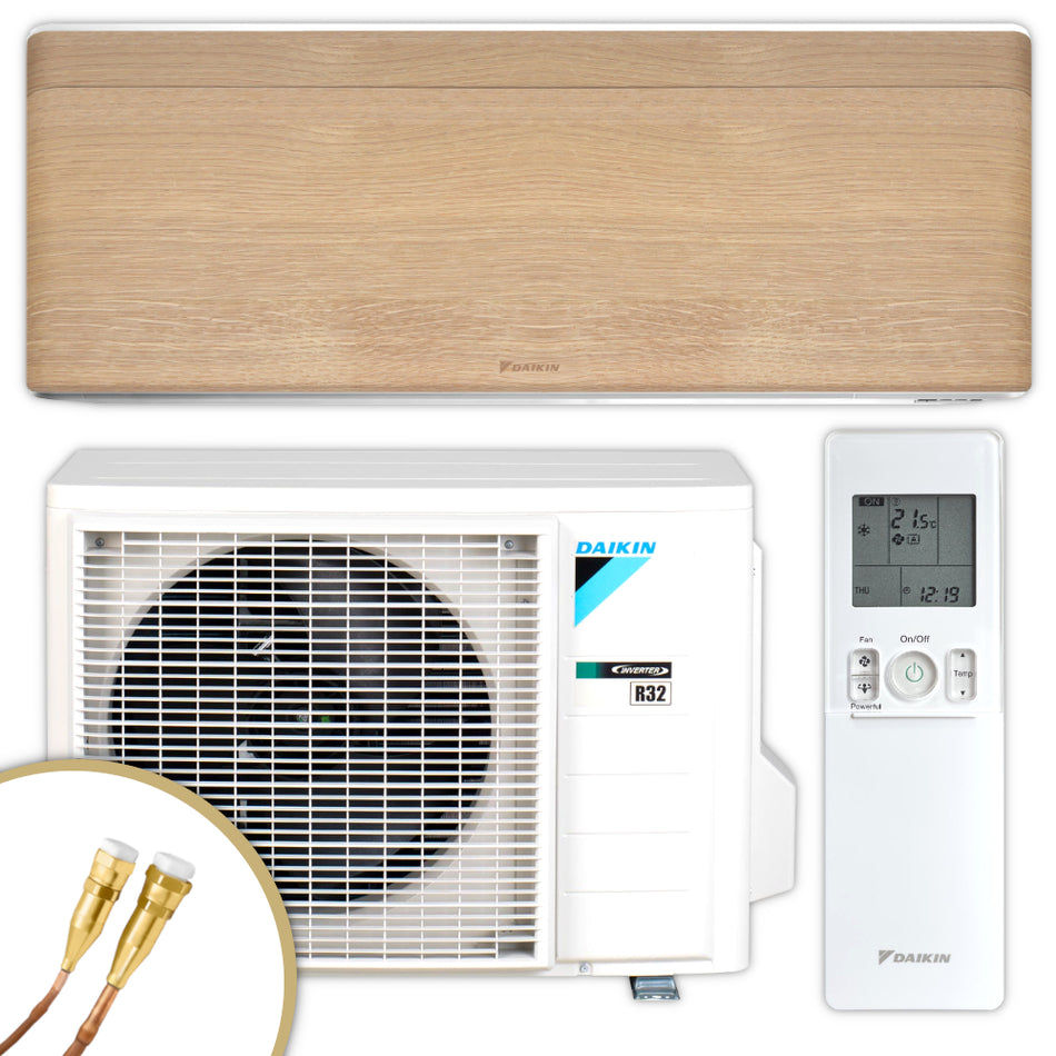 DAIKIN Split Klimaanlage Set – Stylish – Light Wood – 2,0 kW Quick Connect