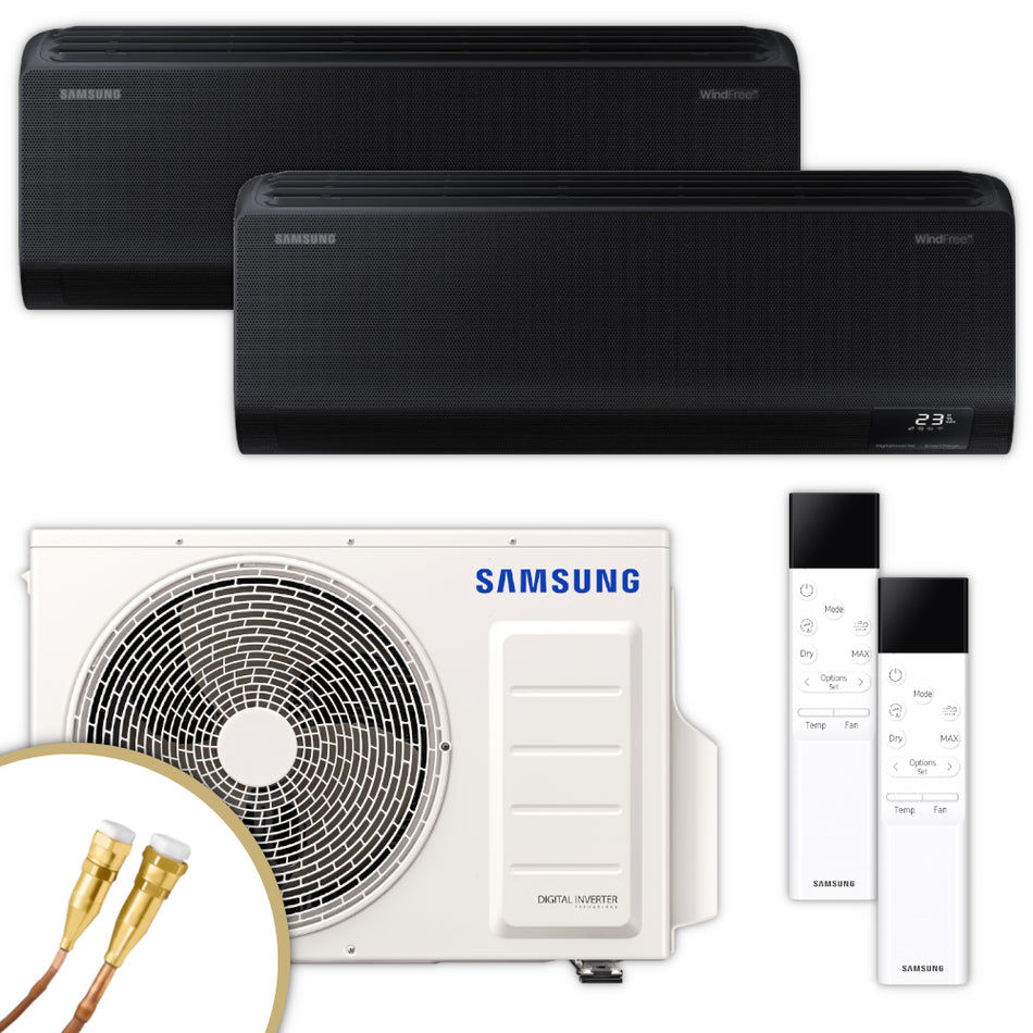 Samsung Multisplit Klimaanlage – WindFree Avant – 2x2,5 kW – Schwarz – Quick-Con