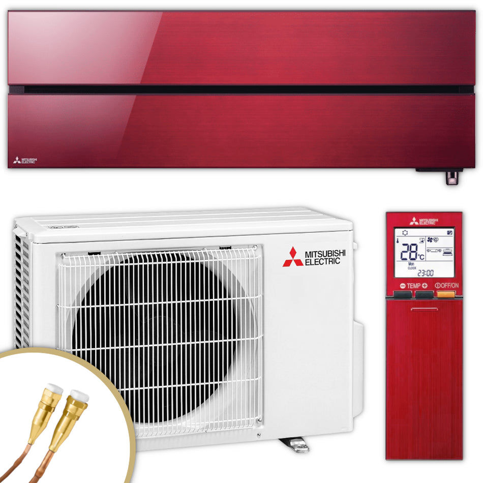 Mitsubishi Klimaanlage Set – MSZ-LN – Hyper Heating – Ruby Red – 2,5 kW Quick-Co