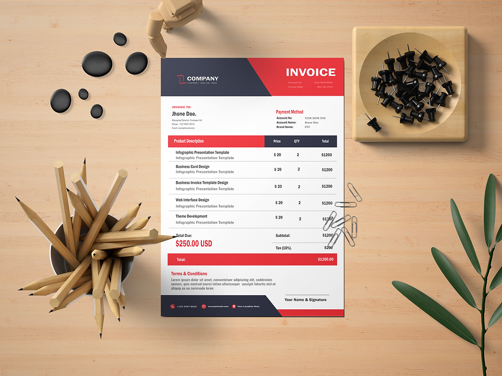 1st Invoice Mockup Design