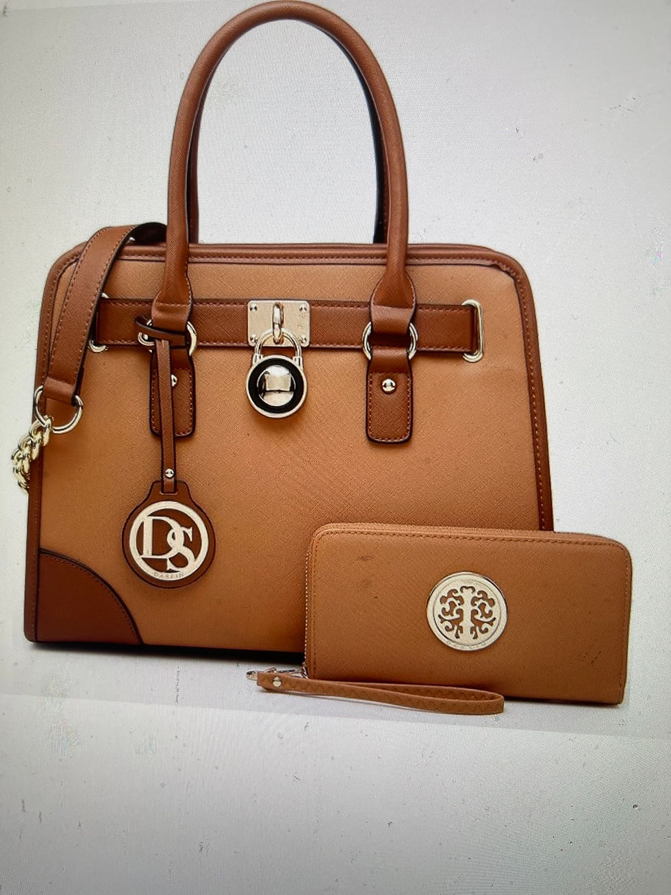 Miniatura: WOMENS BROWN LEATHER SATCHEL HANDBAG 2PC 