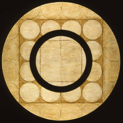 Marco Logsdon, Circle Painting #6, Oil, Tar, Beeswax on Harboard, 34 in. diamete
