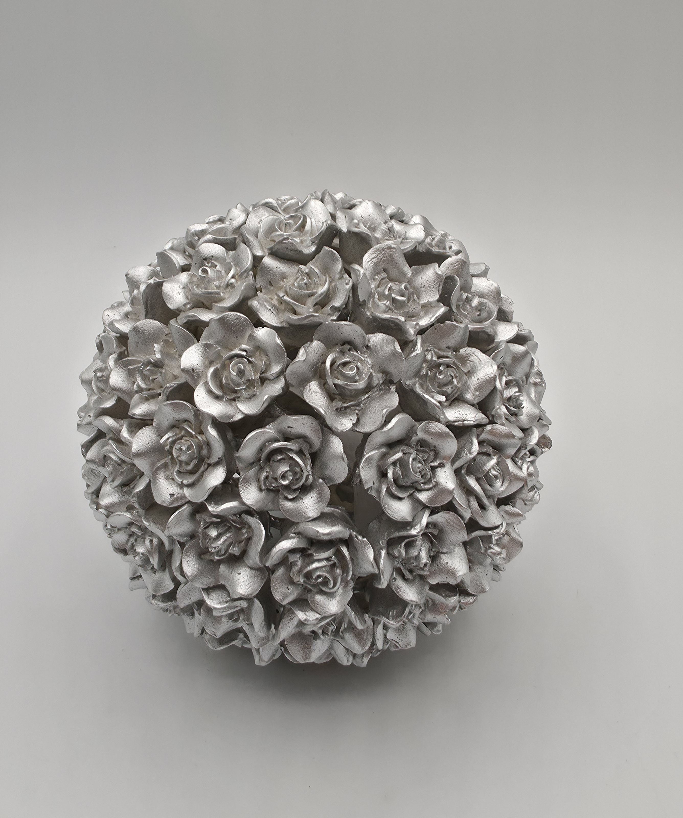 Silber Rosenkugel 11cm