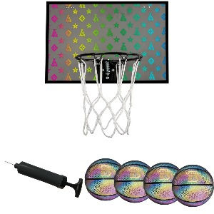 Mini glow basketball set with 4 balls. $129.