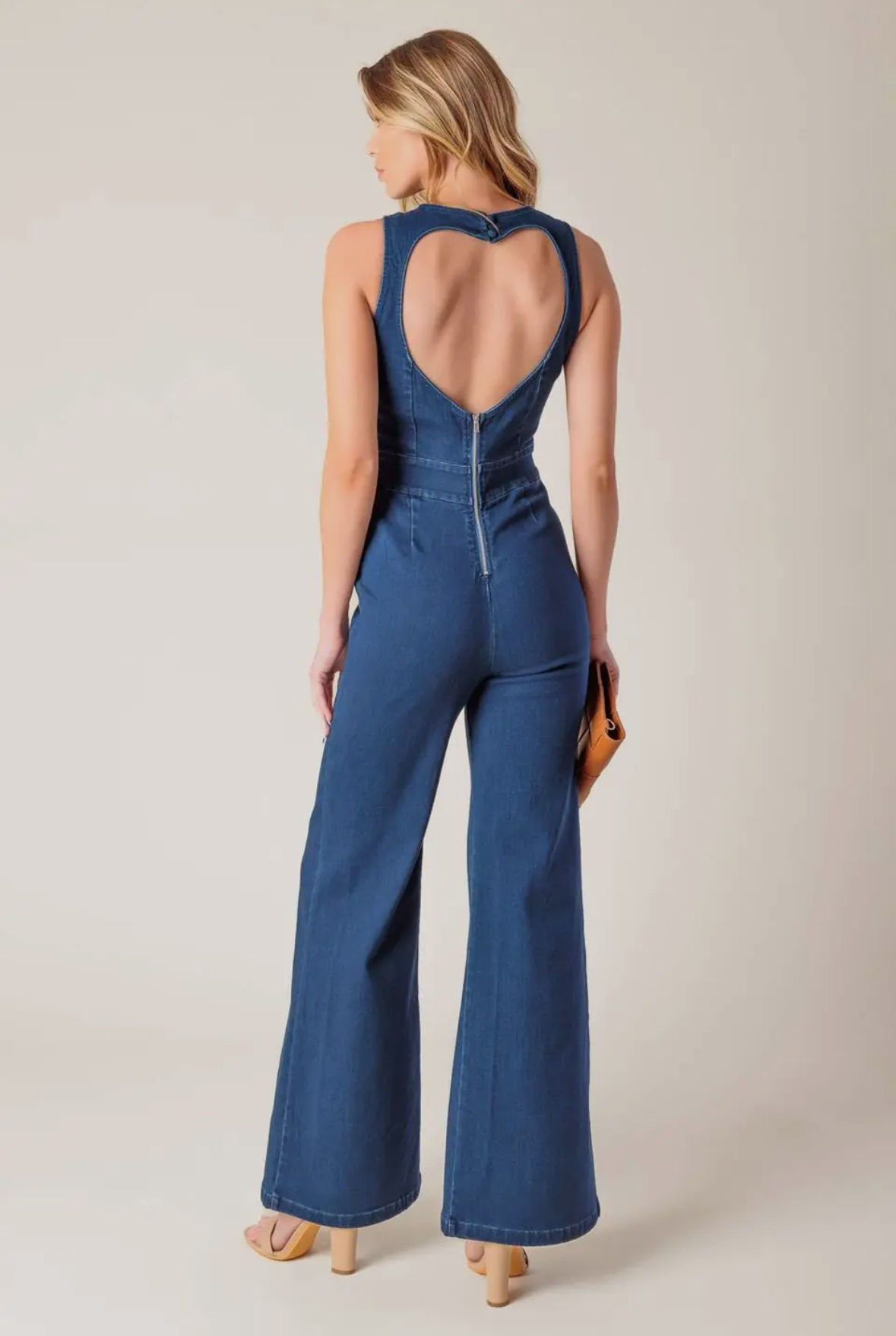 Denim Heart Back Jumpsuit