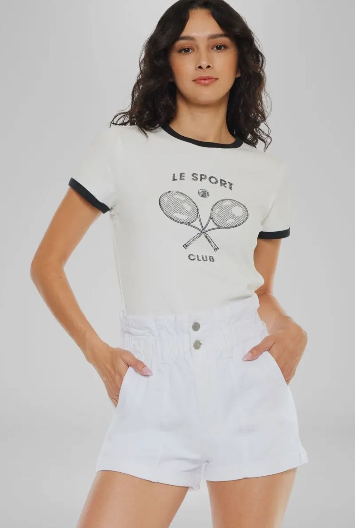 Kan Can High Rise White Paperbag Shorts