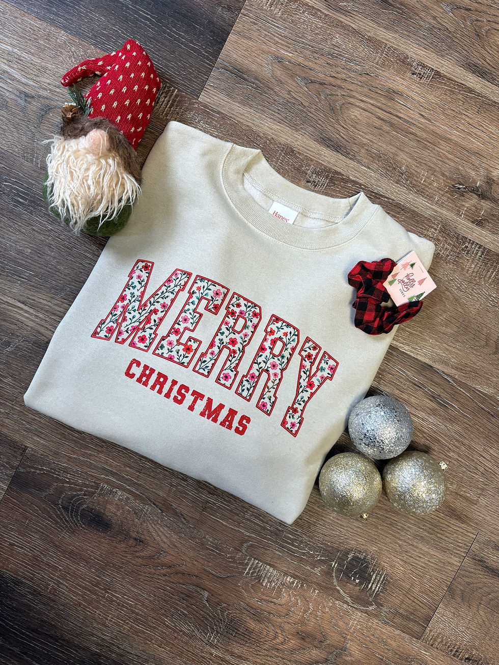 Merry Floral Christmas Crewneck Sweatshirt