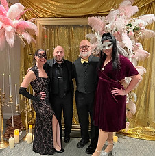 Singers dressed up for a masuerade ball event