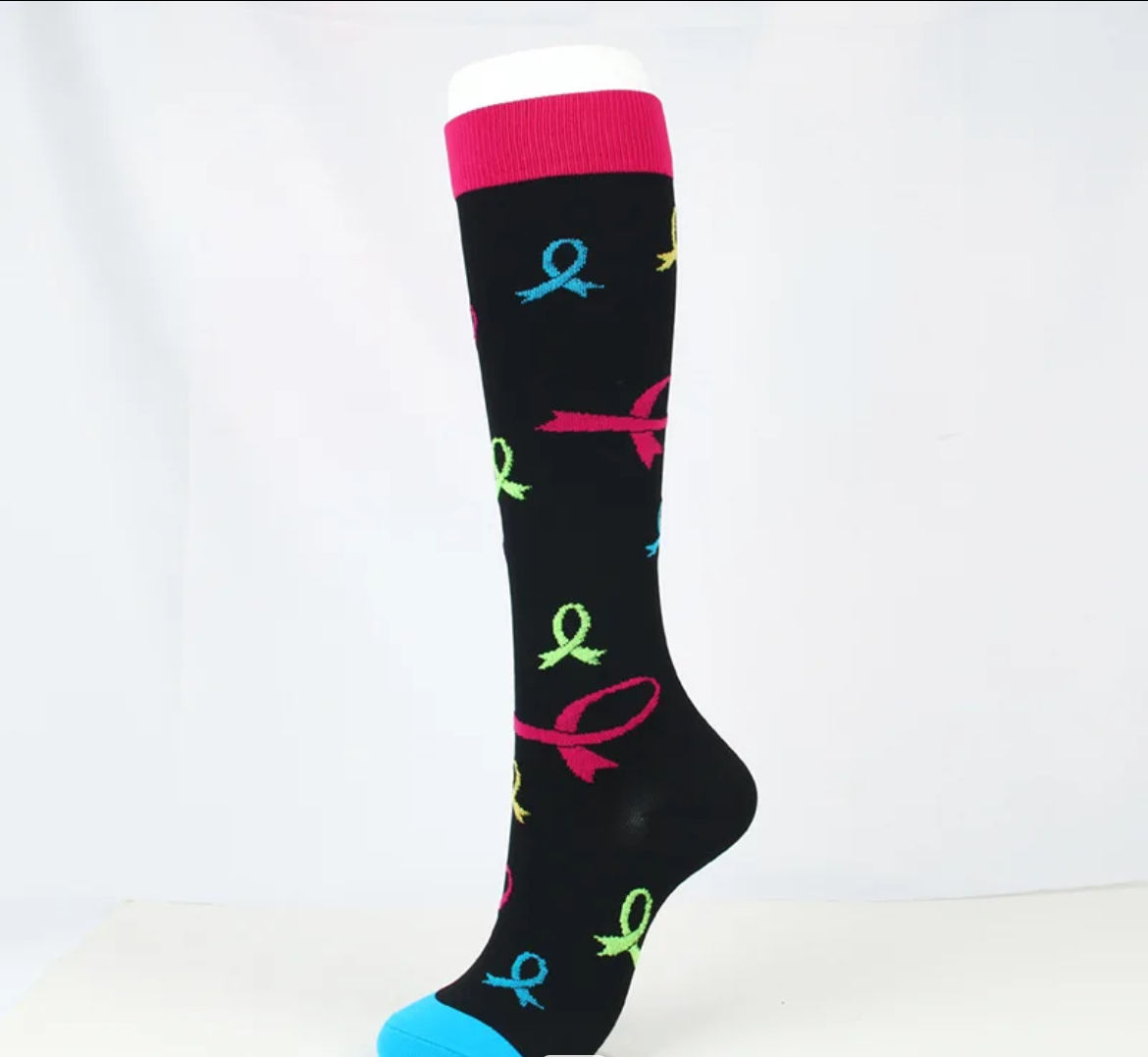 Black ribbon compression socks 