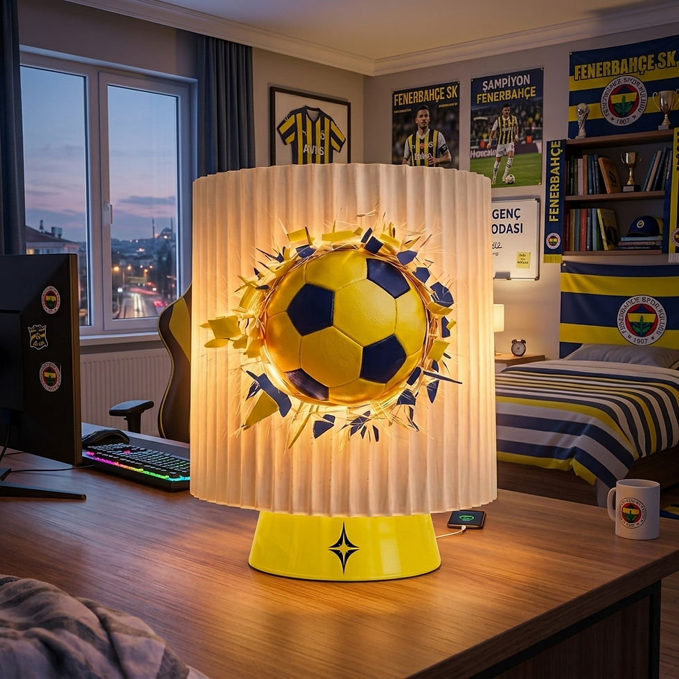 Miniaturbild: Fenerbahçe Taraftar LED Gece Lambası – Sarı Lacivert Futbol Topu Tasarımlı Dekor