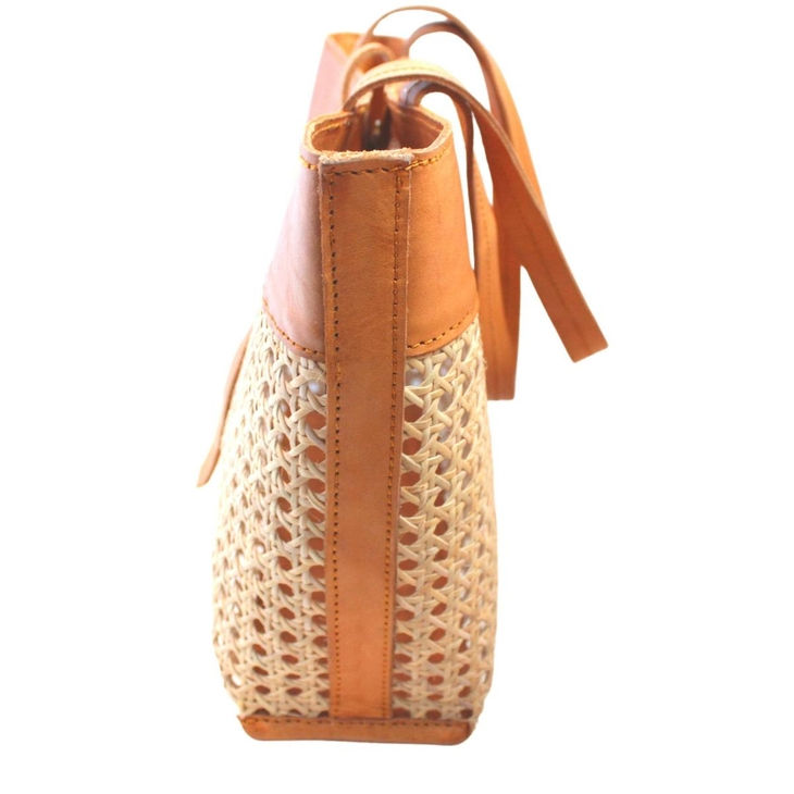 Thumbnail: Madeline Cane and Leather Tote in Camel