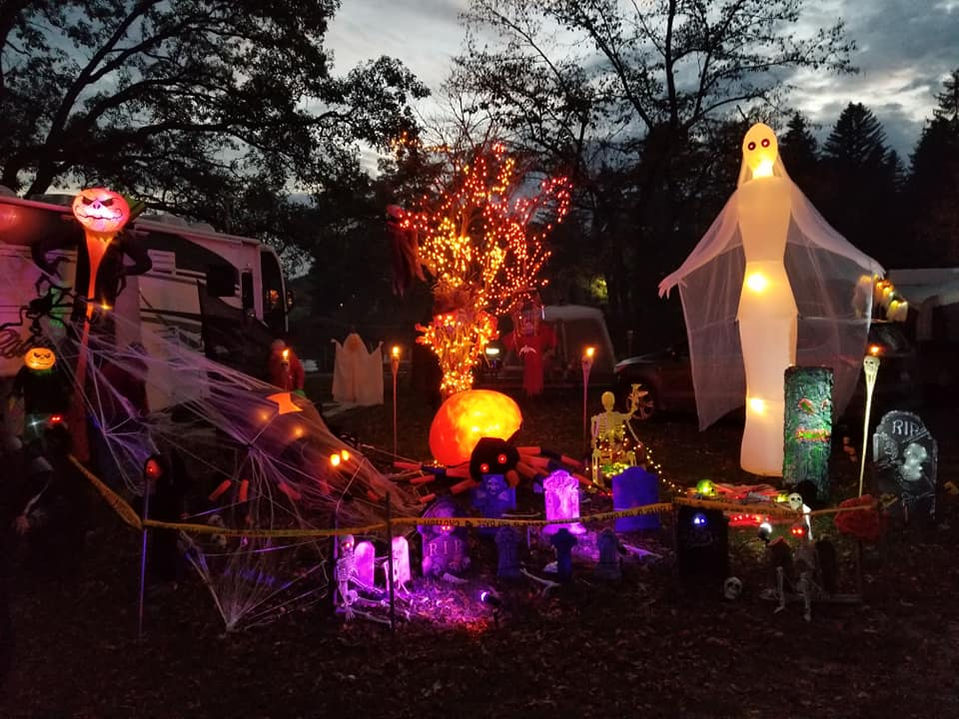 Halloween decorations at campsite