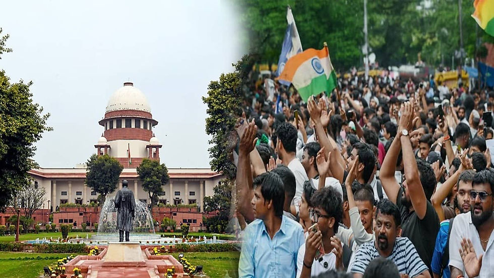 Supreme Court and student protesters during CJP protests