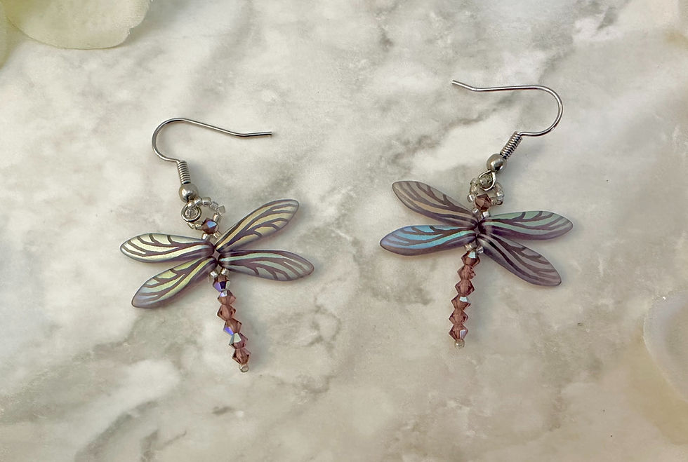 Dragonfly Earrings - Matt Amethyst