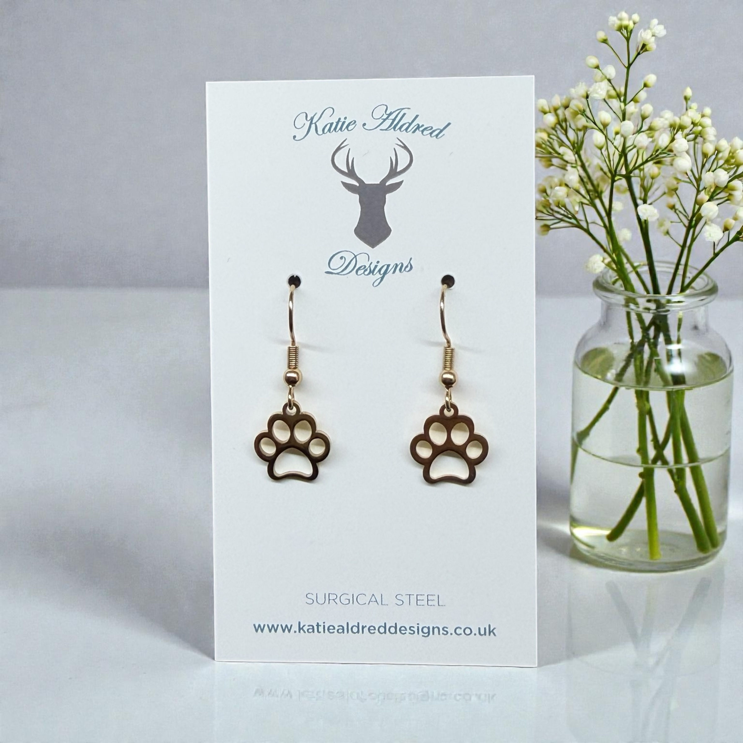 Charm Earrings - Paw Print (Gold or Silver)