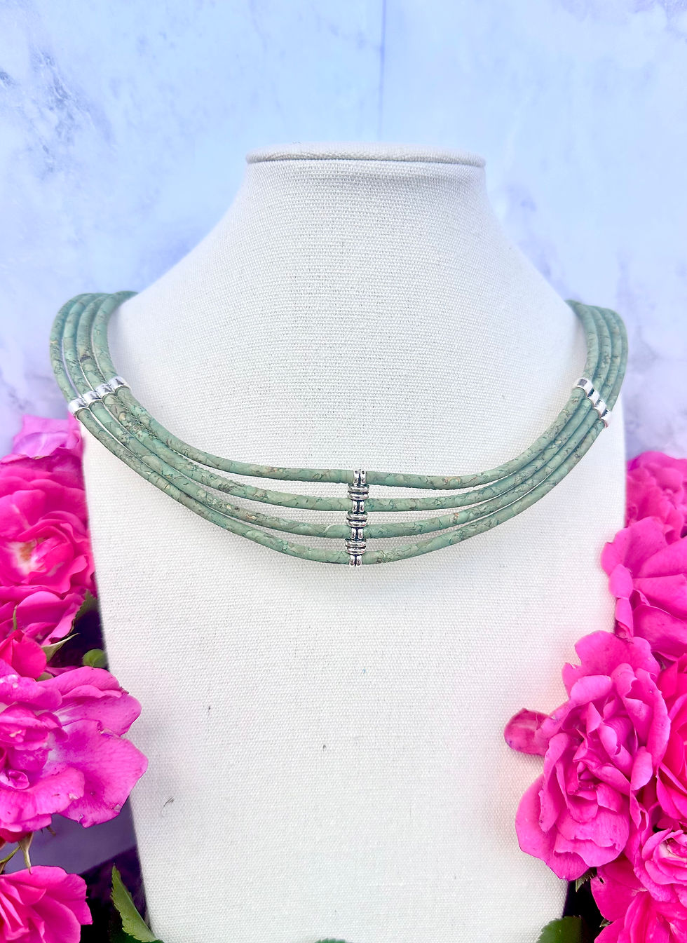 Cork 'Leather' Necklace (Light Green)