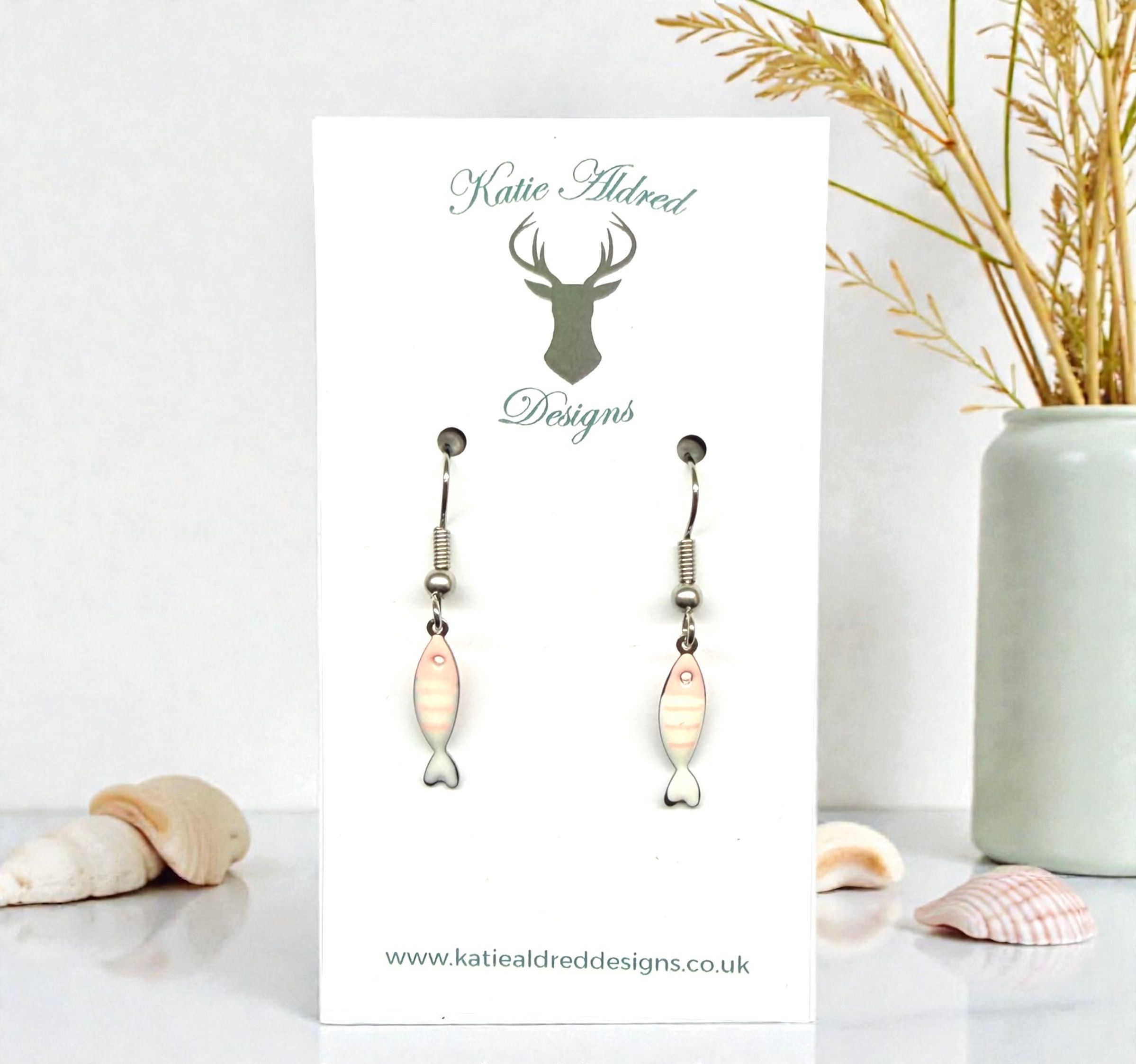 Charm Earrings - Stripe Fish (various colours available))