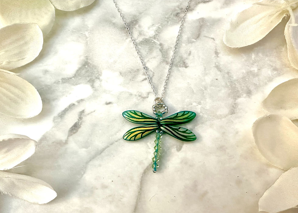 Dragonfly Necklace - Matt Emerald