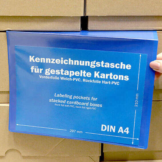 Miniaturbild: Kennzeichnungstasche für gestapelte Kartons, PVC DIN A4 Querformat