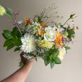 	Fall bouquet with lisianthus and other seasonal flowers, grown at The Fertile Burb for the Blooms in the Burbs: The Club.